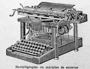 illustrated diagram of a vintage typewriter