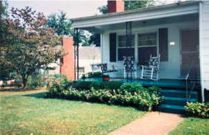 The porch of a suburban house