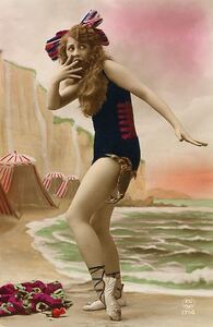 Vintage picture of a woman at the beach
