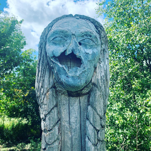 Statue with a damaged face
