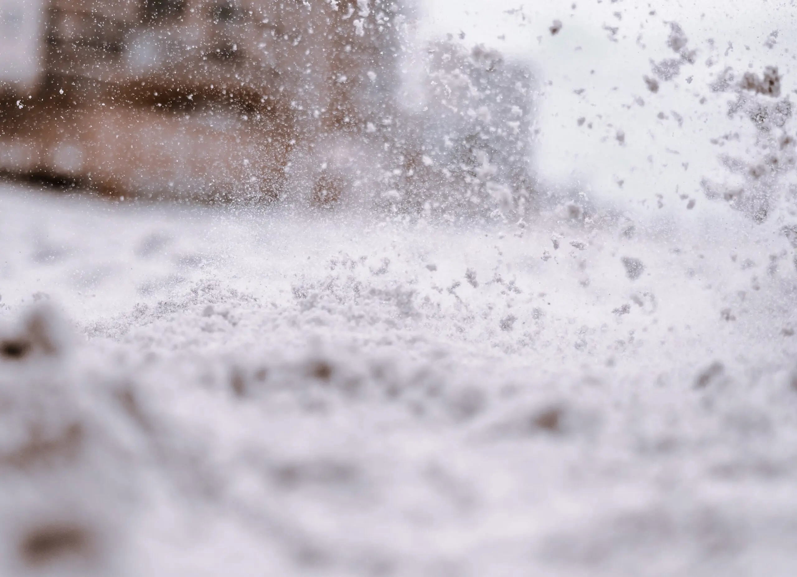 View of snowfall from the ground
