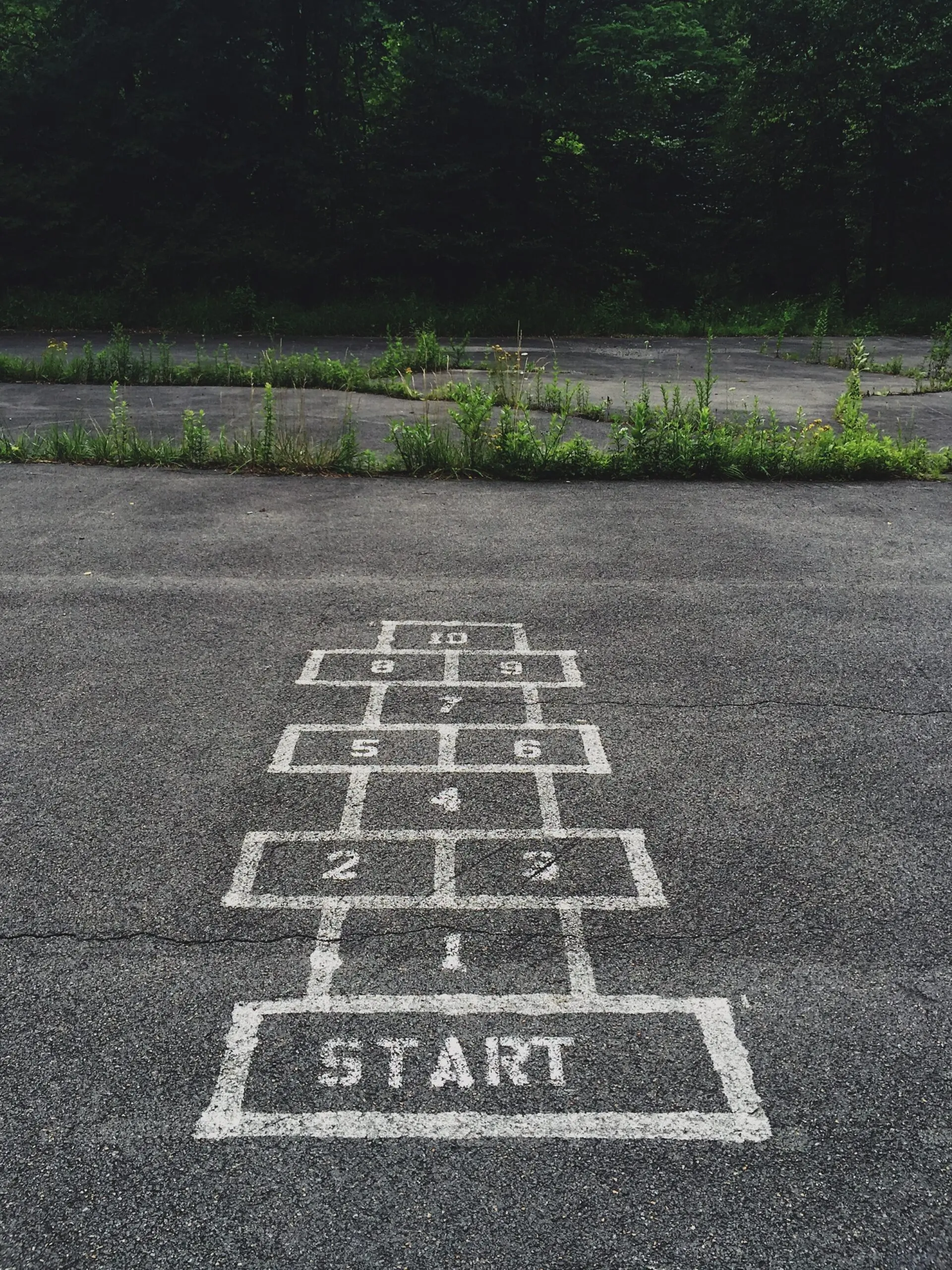 Hopscotch board on asphalt 