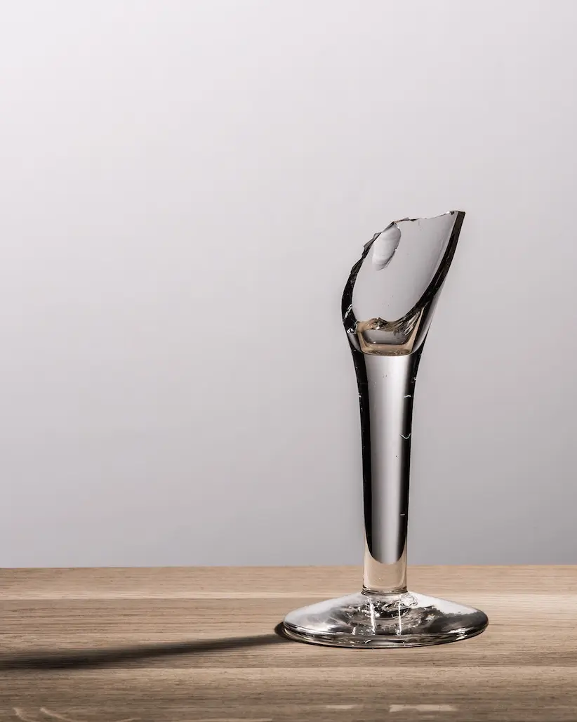 The stem of a broken wine glass