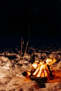 a bonfire in winter