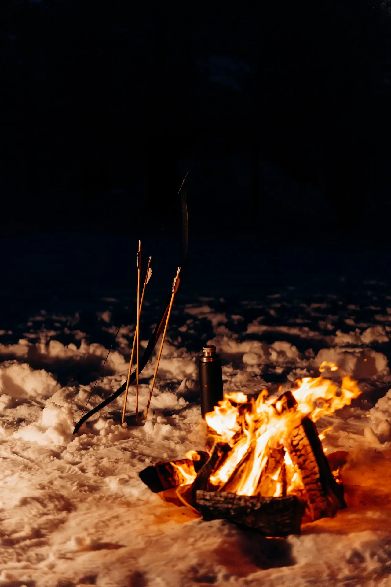 a bonfire in winter