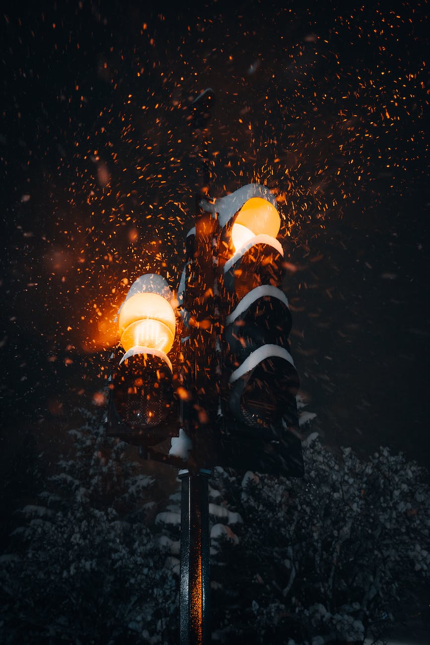 traffic lights in snow
