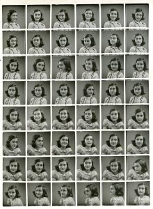 Passport photographs of Anne Frank, 1939. Polyfoto