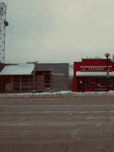 tattoo shop and empty street